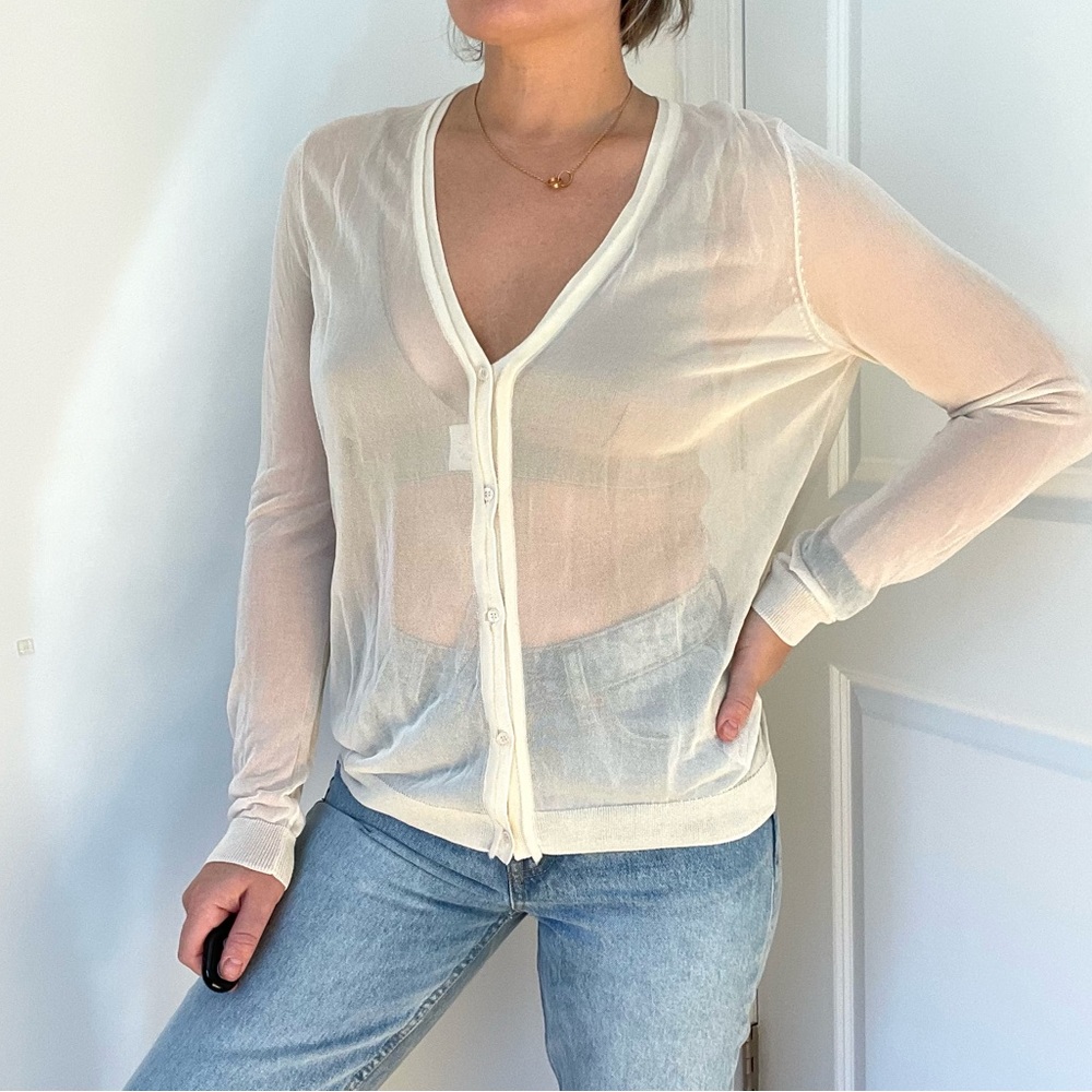 Zara Cream Sheer Cardigan